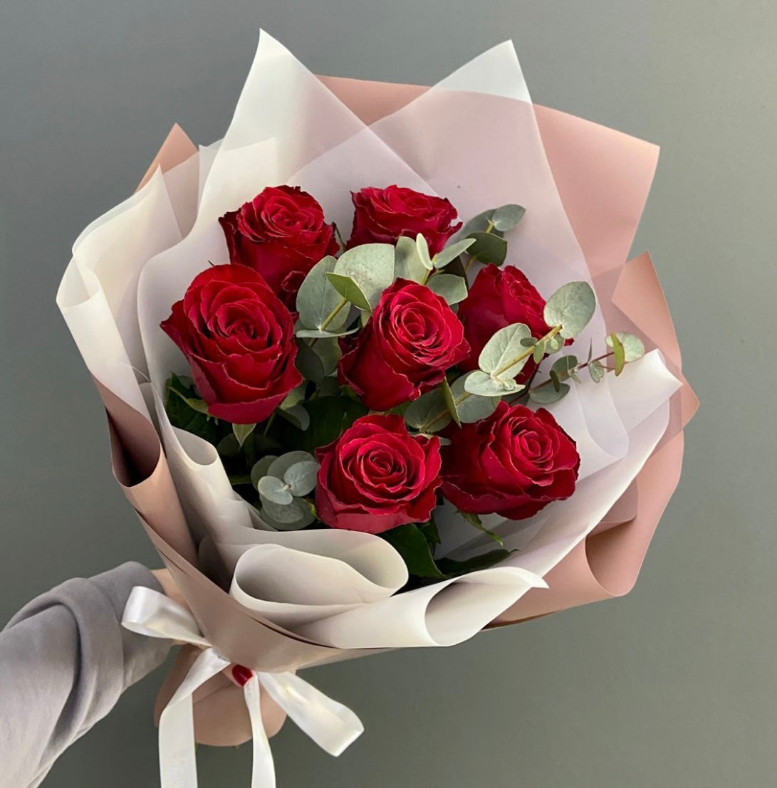 Half Dozen Bouquet + Eucalyptus - Valentine's day